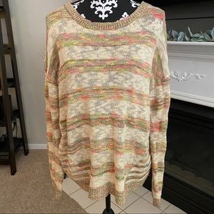 Xhilaration Multi-Color Striped Zip-Back Sweater